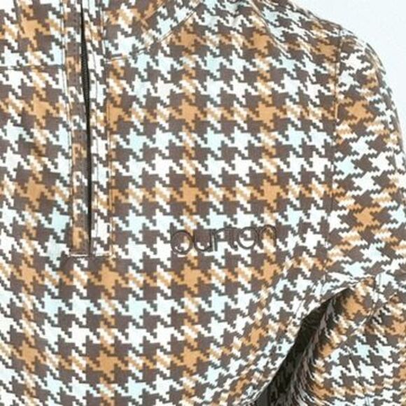 Burton Womens Size XS Brown Ski Snow Jacket Tan Houndstooth Hooded Insulated - Picture 3 of 13